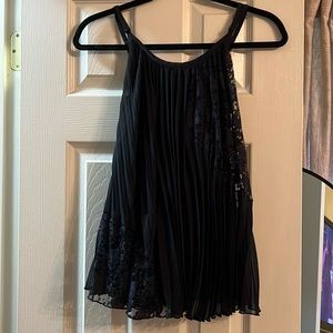 Derek Lam 10 Crosby black Pleated Camisole Blouse with Lace Panels Size 6